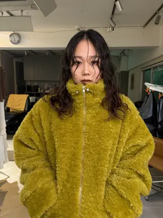 セミロング カラー パーマ カットモデルレイヤー 暖色カラー モカ🎶のヘアスタイル