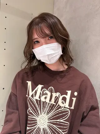 ミディアム 🪩サクヤ🪩暗髪 カラー/ワイドバングのヘアスタイル