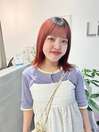 ミディアム カラー miyu✂︎Lien 上品なブリーチカラーのヘアスタイル