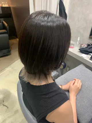 ミディアム カラー ヘアアレンジ 新宿♥ハッシュカット 暖色カラー♥Unaのヘアスタイル