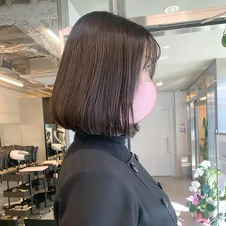 ミディアム カラー 透明感/オリーブ/ グレージュ/YUKAのヘアスタイル