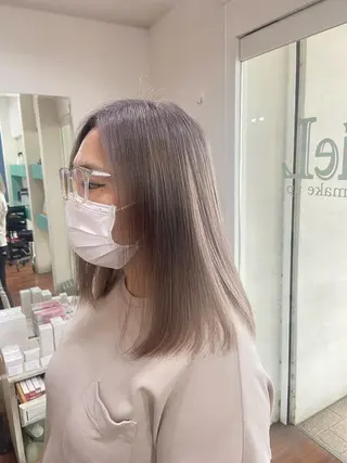 ミディアム カラー 髪質改善/ストレート /透明感/西川奈穂のヘアスタイル