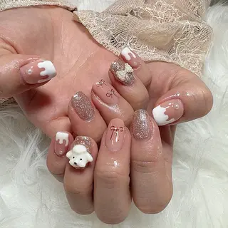 ネイル シュシュ 🎀 girly nailのネイルデザイン