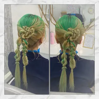 セミロング ヘアアレンジ ヘアセット/着付け 𓇼 松本 夏美𓇼のヘアスタイル