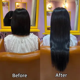 ロング シール＋ちび編み込み エクステ梅田🐨のヘアスタイル