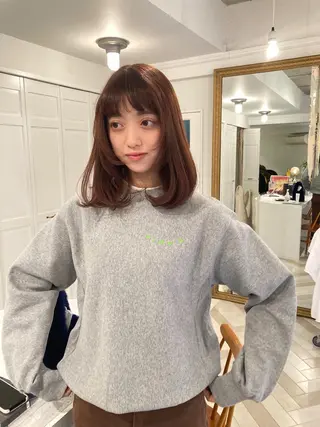 ミディアム カラー お洒落ベージュ🤎 代官山shibukiのヘアスタイル