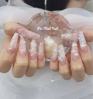 ロング momo 長さだしのネイルデザイン