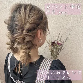 セミロング カラー パーマ ヘアアレンジ メンズ キッズ ネイル マツエク・マツパ 新宿駅近♡友達とOK 🦋W -ワット -のヘアスタイル