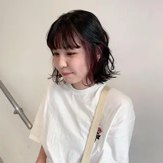ミディアム カラー 似合わせカットカラー ♡佐藤捺美のヘアスタイル