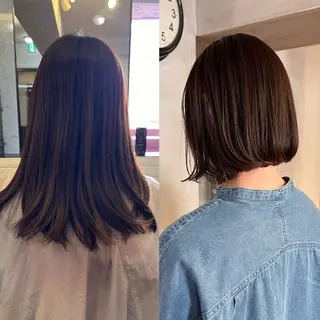 ショート カラー 薬院:今泉/上川美幸 小顔ボブ/暗髪カラーのヘアスタイル