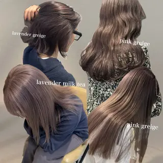 ロング カラー ミルクティー× グレージュMOMOのヘアスタイル