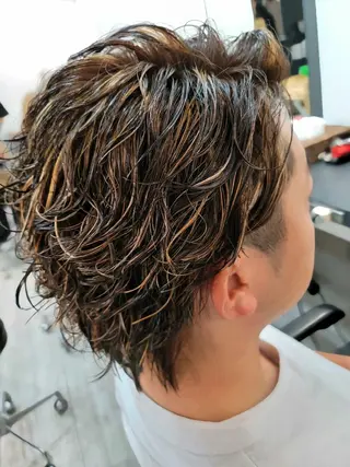 ミディアム パーマ メンズ カラー ✨弱酸性縮毛矯正✨ ✨髪質改善✨hiroのヘアスタイル