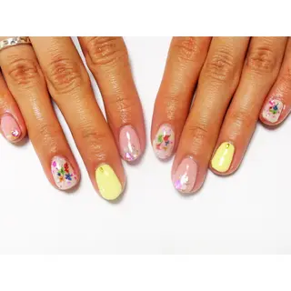 ネイル 痛ネイル/ワンホン/ フィルイン/長さだしのネイルデザイン