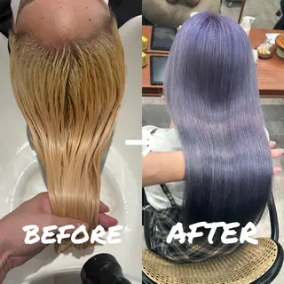 カラー 立川ブリーチ ピンク宮崎のヘアスタイル