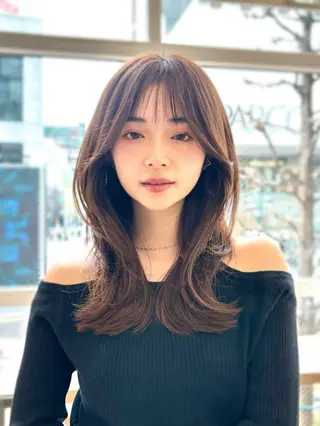 ミディアム カラー unami shibuya所属・ren ボブロブ/ミディアムのヘアスタイル