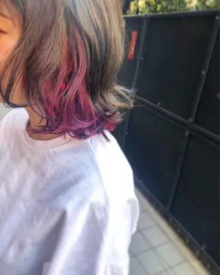 ミディアム カラー パーマ 髪質改善、エクステ 山口卓哉のヘアスタイル