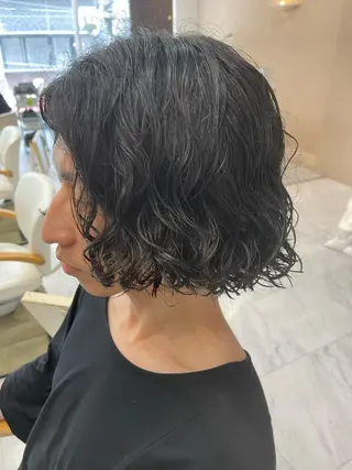 ミディアム パーマ メンズ ❄️メンズカット 落合諒❄️のヘアスタイル