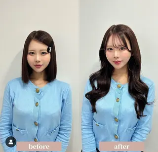 セミロング カラーとエクステ 🌟エクステのヘアスタイル