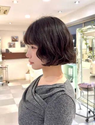 ショート パーマ ZENKO表参道店所属・デジタルパーマ 🌀ボブ　萩原　龍のヘアスタイル