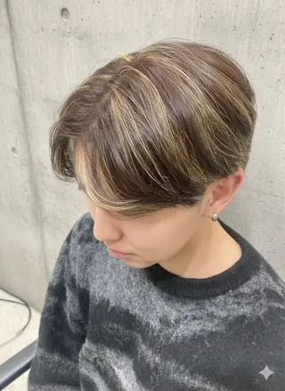 ショート カラー メンズ メンズハイライト /バレイヤージュ比嘉のヘアスタイル