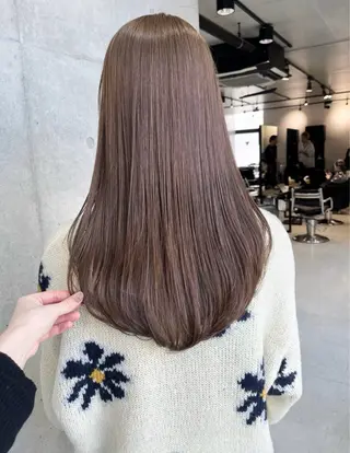 ロング カラー パーマ ヘアアレンジ 透明感/オリーブ/ グレージュ/YUKAのヘアスタイル