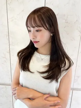 ロング カラー moeka レイヤー /艶カラー/韓国のヘアスタイル