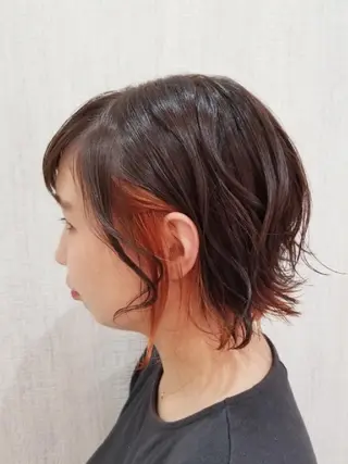 ミディアム カラー 顔周りレイヤーカット 髪質改善代表西村功平のヘアスタイル