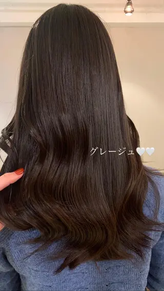 ロング カラー 透明感/オリーブ/ グレージュ/YUKAのヘアスタイル