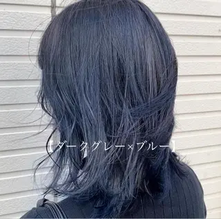 ミディアム 切りっぱなしボブイヤ リングカラー清水隆央のヘアスタイル