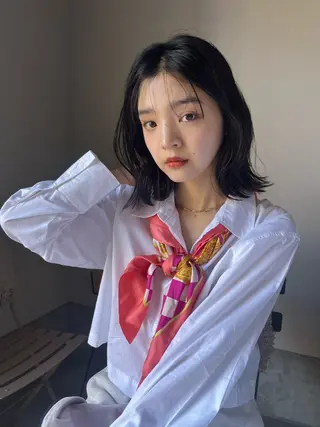 ミディアム MINX The pass所属・透明感ケアカラー/ レイヤー/ryokaのヘアスタイル