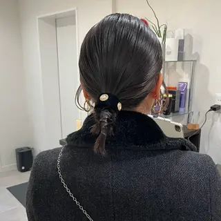 ミディアム ヘアアレンジ ユナ🎀レイヤー /韓国/ハイトーンのヘアスタイル