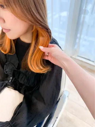 ミディアム カラー ハイトーン/カラー /縮毛矯正/松田健佑のヘアスタイル