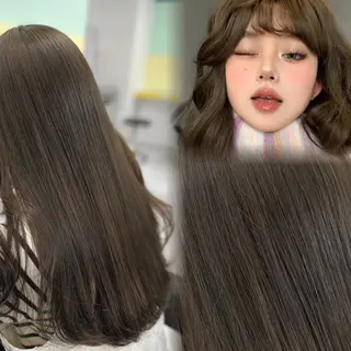 セミロング カラー ヘアアレンジ 💎韓国/ レイヤー カット/ 暖色🫧のヘアスタイル