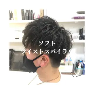 ショート パーマ メンズ 髪質改善× ハイライト溝江のヘアスタイル