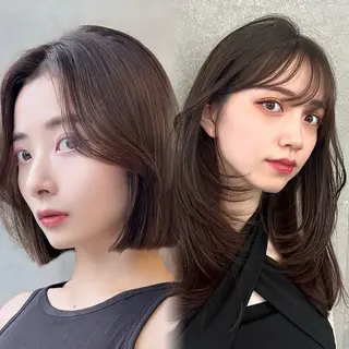 セミロング カラー 山崎/ボブ縮毛矯正 レイヤー髪質改善のヘアスタイル