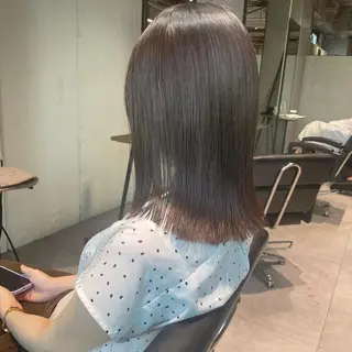 ミディアム 美髪矯正/艶カラー ボブ/栄/鐘ヶ江純也のヘアスタイル