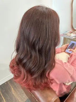 ロング カラー 田中 優のヘアスタイル