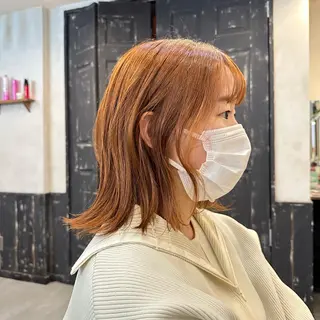 ミディアム カラー Aust hair Stella新宿所属・Yuki☺︎パーマ レイヤーカットのヘアスタイル