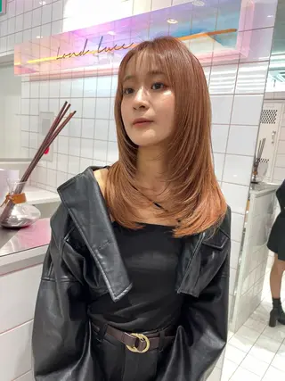 ミディアム カラー 脱白髪染め/ 髪質改善/ハクのヘアスタイル