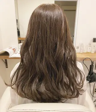 セミロング カラー 森貴裕/ベージュ/ パーマ/オリーブのヘアスタイル