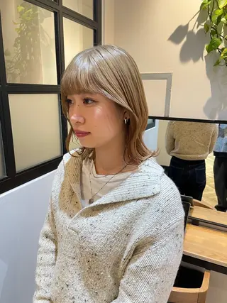 ミディアム カラー ハイトーン/カラー/ 用賀/稲若健太郎のヘアスタイル