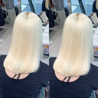 ミディアム youres hair 新宿3丁目店所属・🍫ハイトーン✖︎ 髪質改善🍫柴田のヘアスタイル