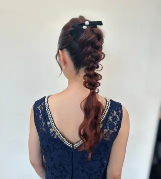 ロング カラー パーマ ヘアアレンジ メンズ キッズ 顔周りcut/ 艶ワンカラー♥ちさきのヘアスタイル