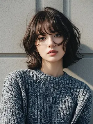 ミディアム ウルフカット 811 大阪梅田 ウルフのヘアスタイル