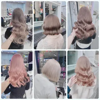 セミロング カラー 韓国ヘア特化💍 tiam💍ブリーチのヘアスタイル