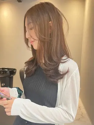 セミロング ヘアアレンジ アンドウ ユウ/ レイヤーカット/韓国のヘアスタイル