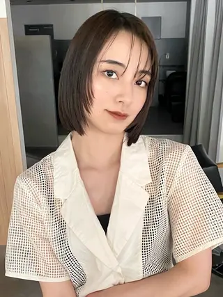 ミディアム カラー saki🌼ボブ× 透明感カラー🌼のヘアスタイル