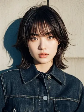 ミディアム ウルフカット 811 大阪梅田 ウルフのヘアスタイル