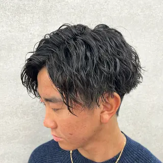 ショート カラー パーマ ヘアアレンジ メンズ 仕上がり満足度No. 1🔥BLUCK🔥のヘアスタイル