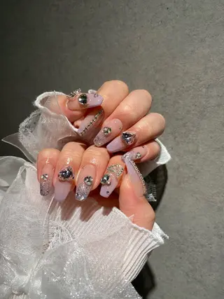 ネイル I-nailロング /ワンホン/キラキラのネイルデザイン